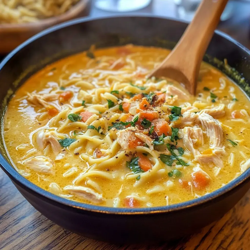 Cozy up with this delightful Crack Chicken Noodle Soup! Packed with tender chicken, hearty noodles, and a rich creamy broth, this soup is comfort in a bowl. Perfect for chilly days or when you need a pick-me-up, it's easy to make and loved by all. Save this recipe for your next family dinner or rainy day craving!