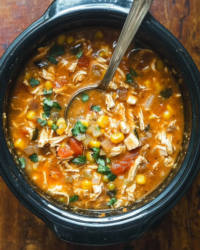 I love how this Crock Pot Chicken Tortilla Soup warms me up on chilly days! This easy recipe features tender chicken, zesty tomatoes, and spicy seasonings, topped with crispy tortilla strips. Save this for a comforting weeknight dinner!