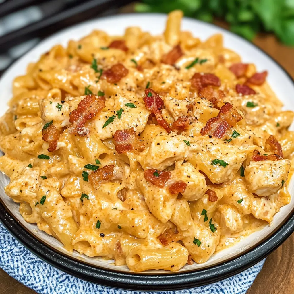 This One-Pot Chicken Bacon Tomato Alfredo is the perfect weeknight dinner solution! Creamy and rich, it combines tender chicken, crispy bacon, and juicy tomatoes for a delightful flavor explosion. Plus, it's all made in one pot for easy cleanup! Save this recipe for busy nights or family gatherings; everyone will love it!