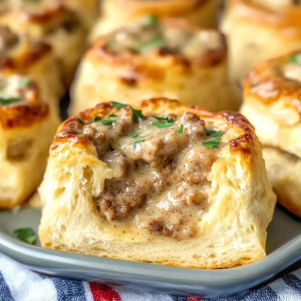 I love biting into these fluffy biscuits stuffed with savory sausage gravy! Perfect for breakfast or brunch, this recipe combines flaky biscuits with rich, creamy gravy for a comforting treat. Save this for your next family gathering or cozy weekend breakfast!