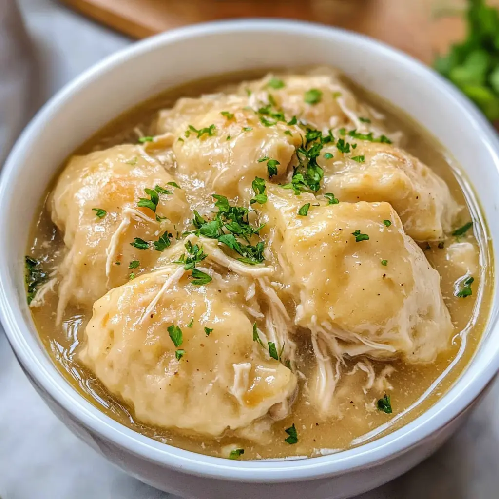 I love how comforting this Slow Cooker Chicken and Dumplings is on a chilly day! Tender chicken and fluffy dumplings come together in a creamy broth. Save this recipe for an easy family dinner that everyone will enjoy!