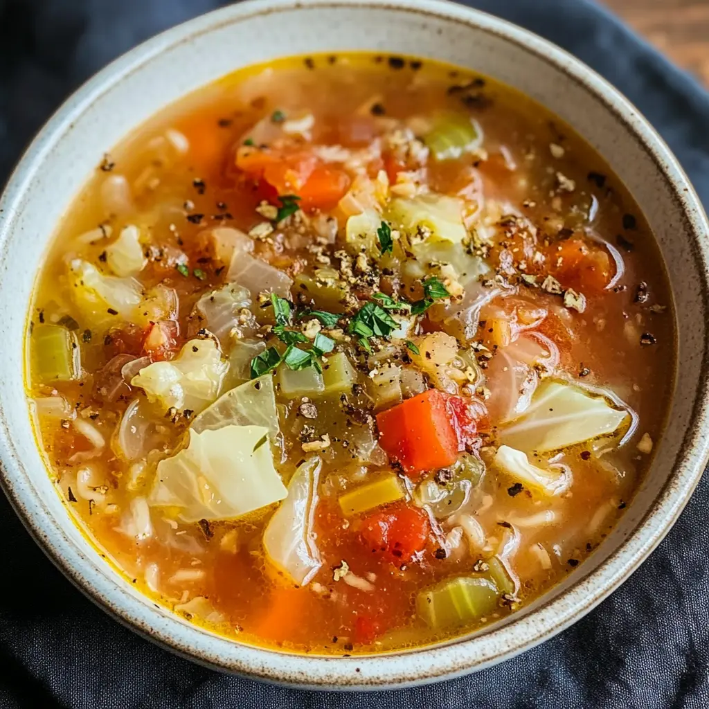 Warm up with this hearty Cabbage Soup, packed with fresh vegetables and a medley of spices! A perfect low-calorie option that’s both filling and nutritious. Ideal for cozy nights or meal prep for the week ahead. Save this recipe to enjoy a comforting bowl of goodness anytime you need. Perfect for chilly days or as a wholesome lunch option!