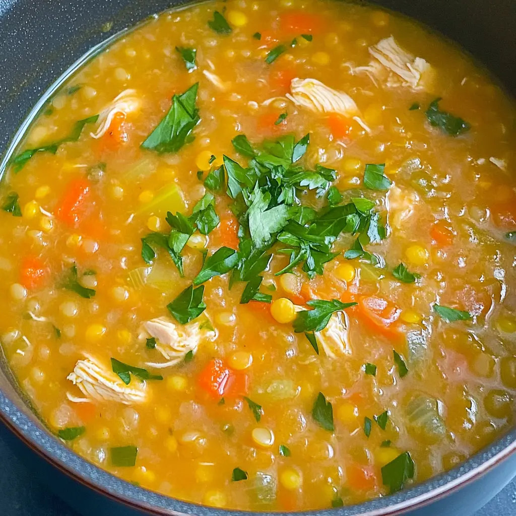 Warm up with this hearty Chicken Lentil Soup! Packed with tender chicken, protein-rich lentils, and colorful veggies, it’s perfect for chilly days or a cozy family dinner. Enjoy the comforting flavors that come together in one pot and make a nutritious meal everyone will love. Save this recipe for your next cozy night in!