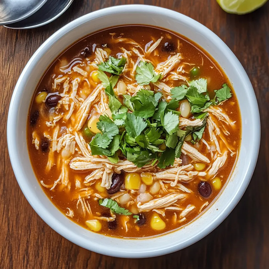 Warm up your dinner routine with this hearty Chicken Taco Soup! Packed with tender chicken, zesty spices, and wholesome vegetables, it's the perfect weeknight meal. Great for chilly evenings or game day gatherings, this recipe is sure to please the whole family. Don't forget to save it for a delicious and quick solution next time you're in need of comfort food!