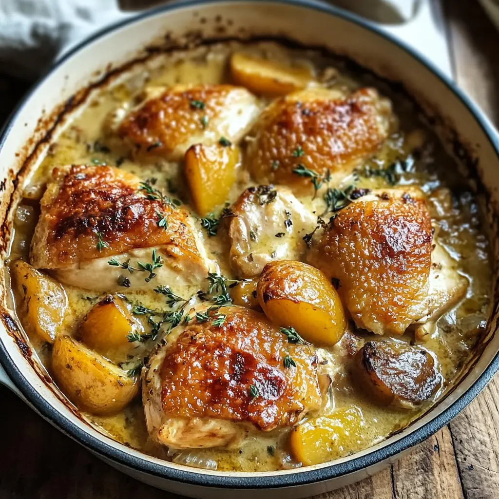 Transform your dinner with this delightful French Chicken Casserole à la Normande! Bursting with tender chicken, earthy mushrooms, and a rich creamy sauce, this dish offers a taste of France right at your table. Perfect for family gatherings or cozy weeknight dinners! Save this recipe to bring a touch of French elegance to your cooking!