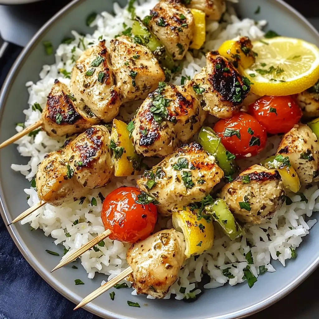 Juicy Greek chicken skewers paired with zesty lemon rice make a delightful meal! These easy-to-make skewers are marinated in flavorful herbs and spices, ensuring every bite is delicious. Perfect for summer grilling, family gatherings, or quick weeknight dinners. Save this recipe for your next cookout or a cozy dinner at home!