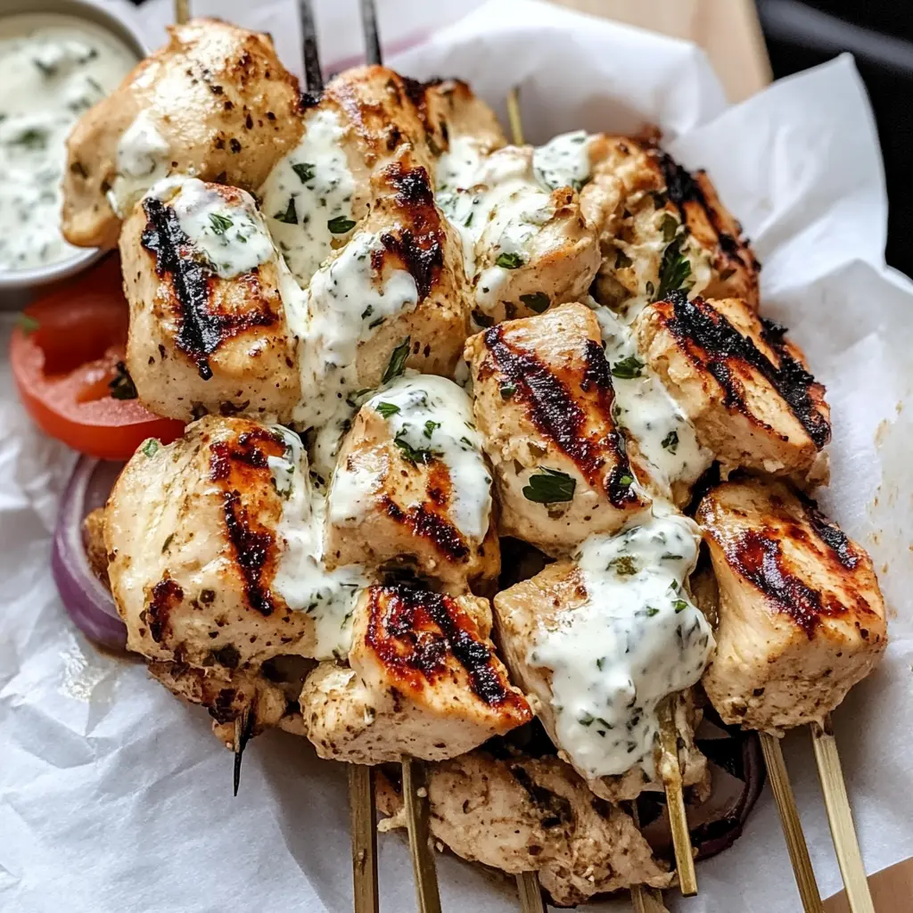 Juicy and flavorful Greek Chicken Souvlaki is perfect for any occasion! Made with tender chicken marinated in fresh herbs and spices, it's grilled to perfection. Serve it with warm pita bread and tzatziki for an unforgettable meal. Save this recipe for your next family gathering or summer barbecue!