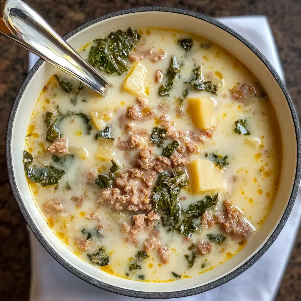 Warm up with this creamy Olive Garden Zuppa Toscana soup, packed with flavorful Italian sausage, tender potatoes, and fresh kale. Perfectly seasoned and richly comforting, it’s an ideal dish for cozy nights or sharing with friends and family. Save this recipe for an easy and satisfying meal anytime!