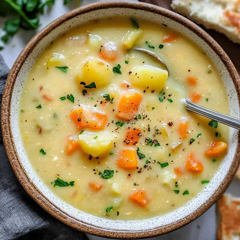 Warm up with this creamy vegan potato soup that’s both hearty and satisfying! Made with simple ingredients like tender potatoes, fresh herbs, and rich cashew cream, it’s perfect for a cozy meal. Enjoy a delightful blend of flavors that will please everyone at the table. Save this recipe for chilly nights or whenever you need a comforting bowl of goodness!