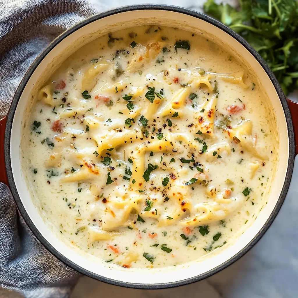 Warm up with this creamy White Lasagna Soup that’s packed with rich flavors! Made with tender noodles, savory chicken, and a cheesy goodness that will make your heart sing. Perfect for cozy nights or when you want to impress guests without the fuss. Don’t forget to save this recipe for a comforting meal anytime!