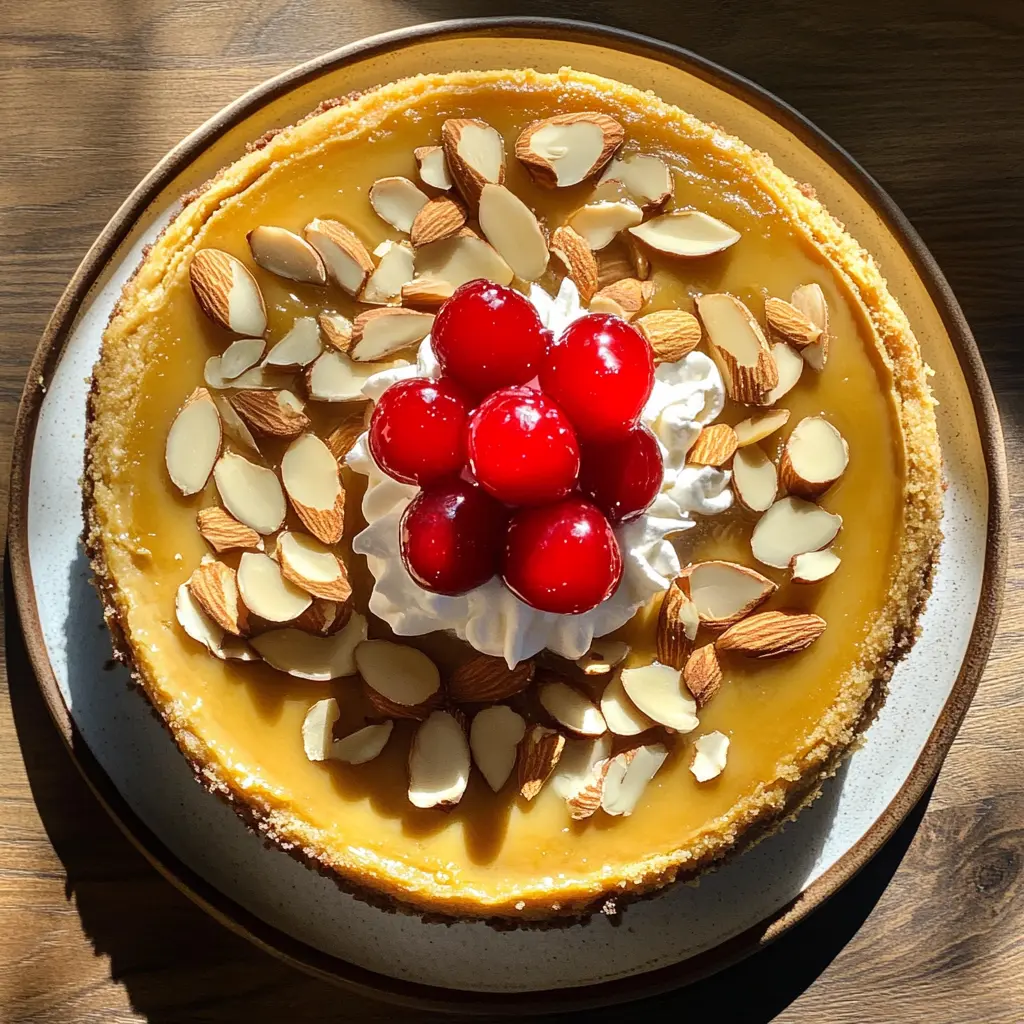 This Almond Amaretto Cheesecake features a creamy filling blending rich cream cheese with a hint of almond flavor and a splash of amaretto liqueur. Its irresistible buttery crust perfectly complements the smooth texture and delightful sweetness. Save this recipe for your next gathering or special occasion, and treat your guests to a slice of this heavenly dessert!