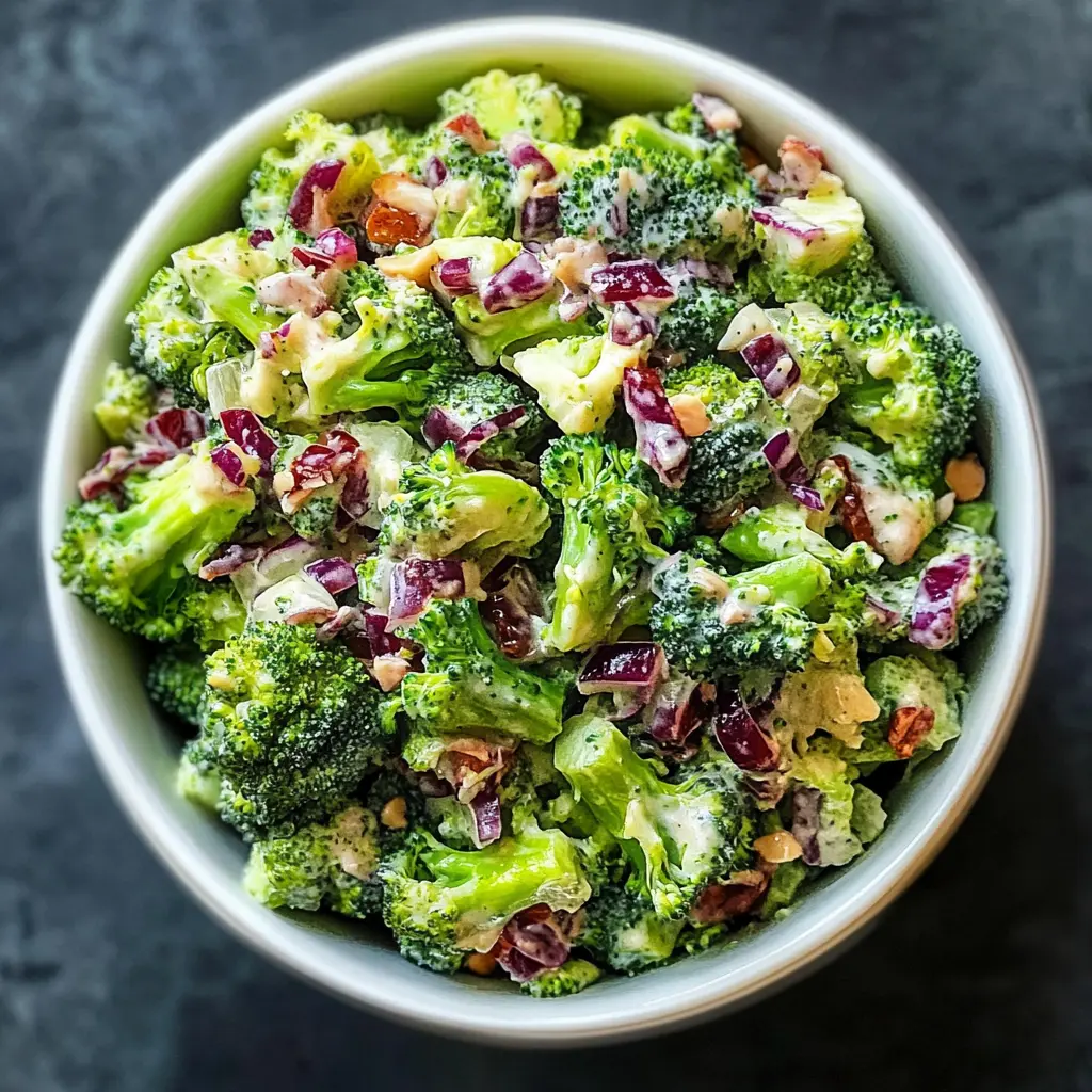 Brighten up your meal with this delightful Broccoli Salad! Packed with crunchy, fresh broccoli florets, sweet raisins, and a creamy dressing, this salad is a perfect blend of flavors and texture. Great for picnics, barbecues, or a light lunch, you’ll want to save this recipe for your next gathering!