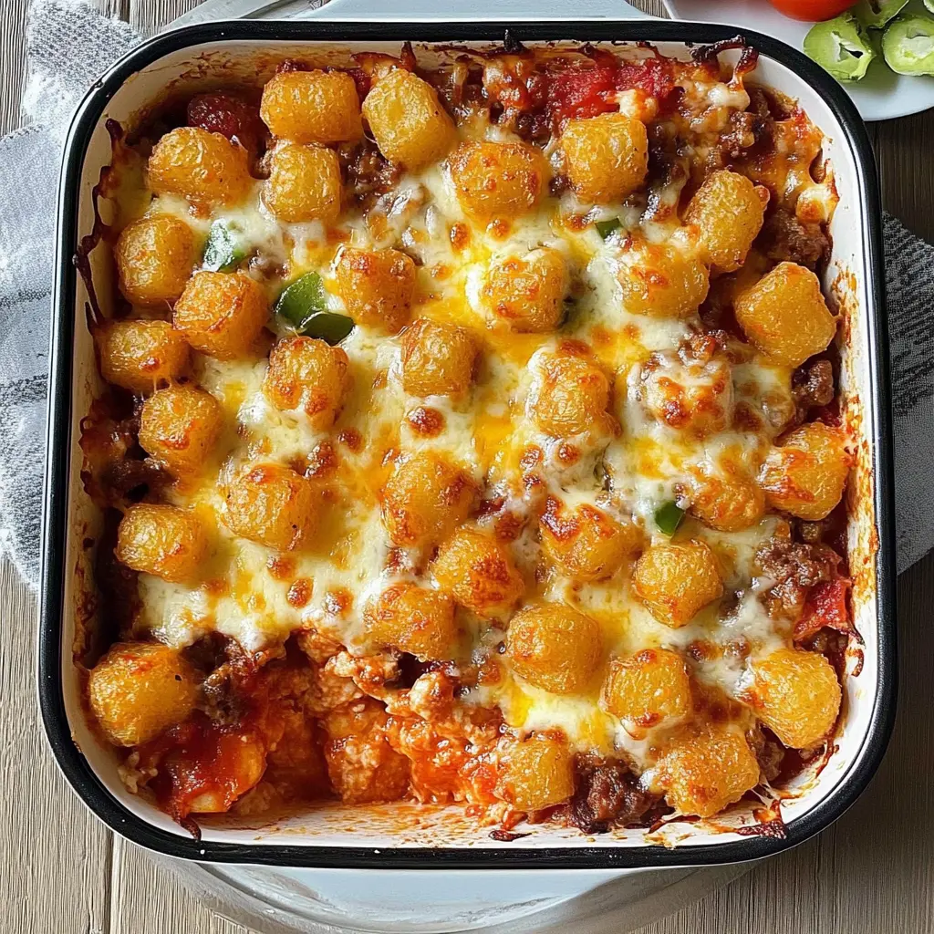 Kick your dinner up a notch with this Pizza Tater Tot Casserole! Loaded with melty cheese, pepperoni, and crispy tater tots, it’s a fun twist on two favorite meals in one. Perfect for family nights or gatherings, this dish brings comfort and flavor to the table. Save this recipe for a delicious meal everyone will love!