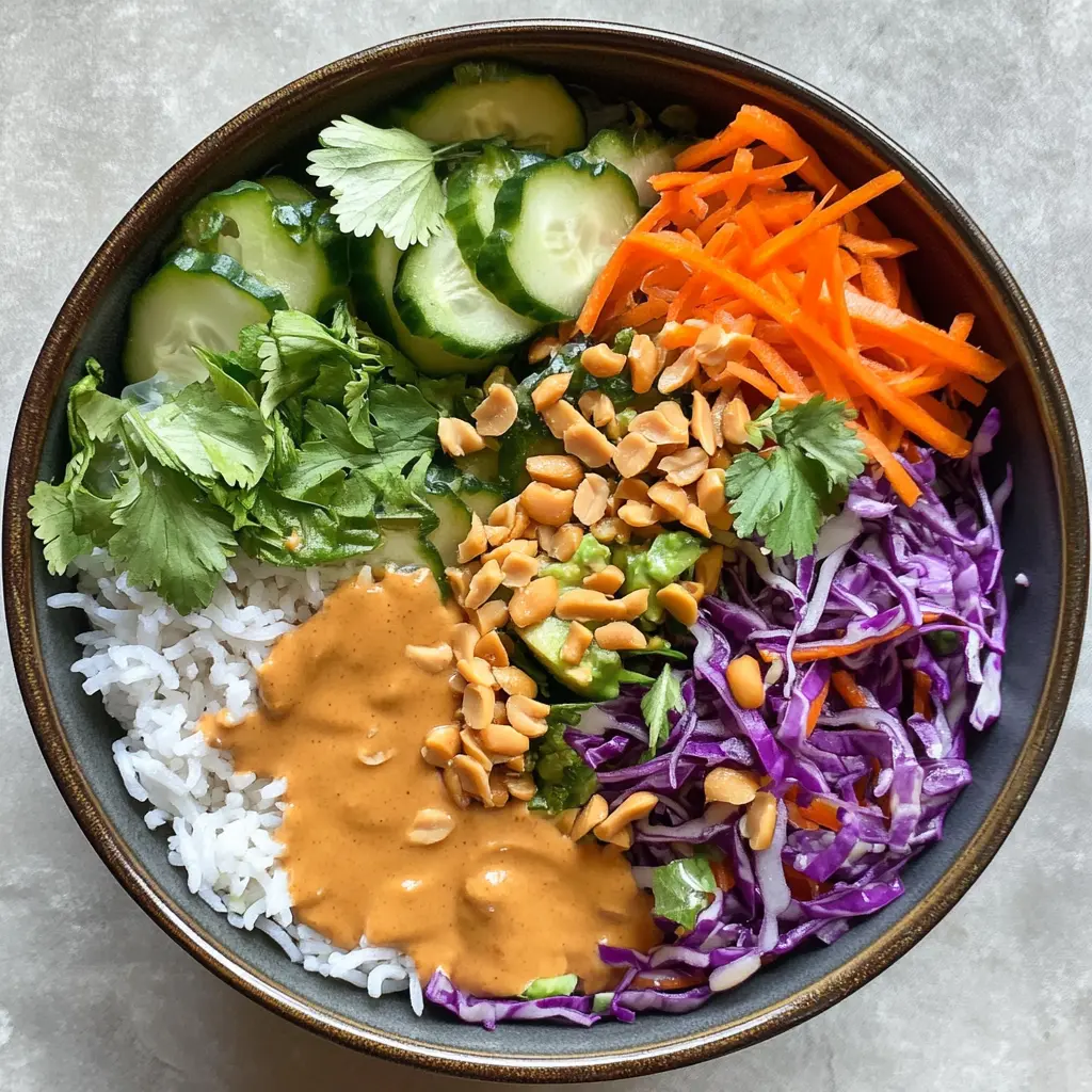 Enjoy a fresh and vibrant Spring Roll Bowl packed with crisp veggies, tender rice noodles, and a creamy peanut sauce that ties it all together! This healthy dish is perfect for lunch or dinner and can be customized with your favorite ingredients. Save this recipe and elevate your weeknight meals with delightful flavors!