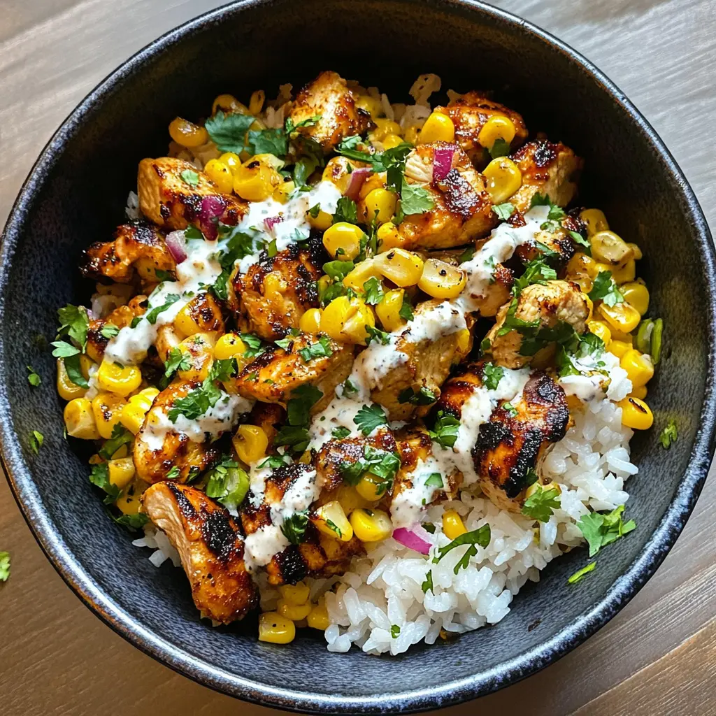 Looking for a simple yet delicious dinner? This Street Corn Chicken Rice Bowl brings together tender chicken, zesty street corn, and fluffy rice for a mouthwatering meal. It's perfect for busy weeknights or casual gatherings. Save this recipe to enjoy a taste of summer anytime!