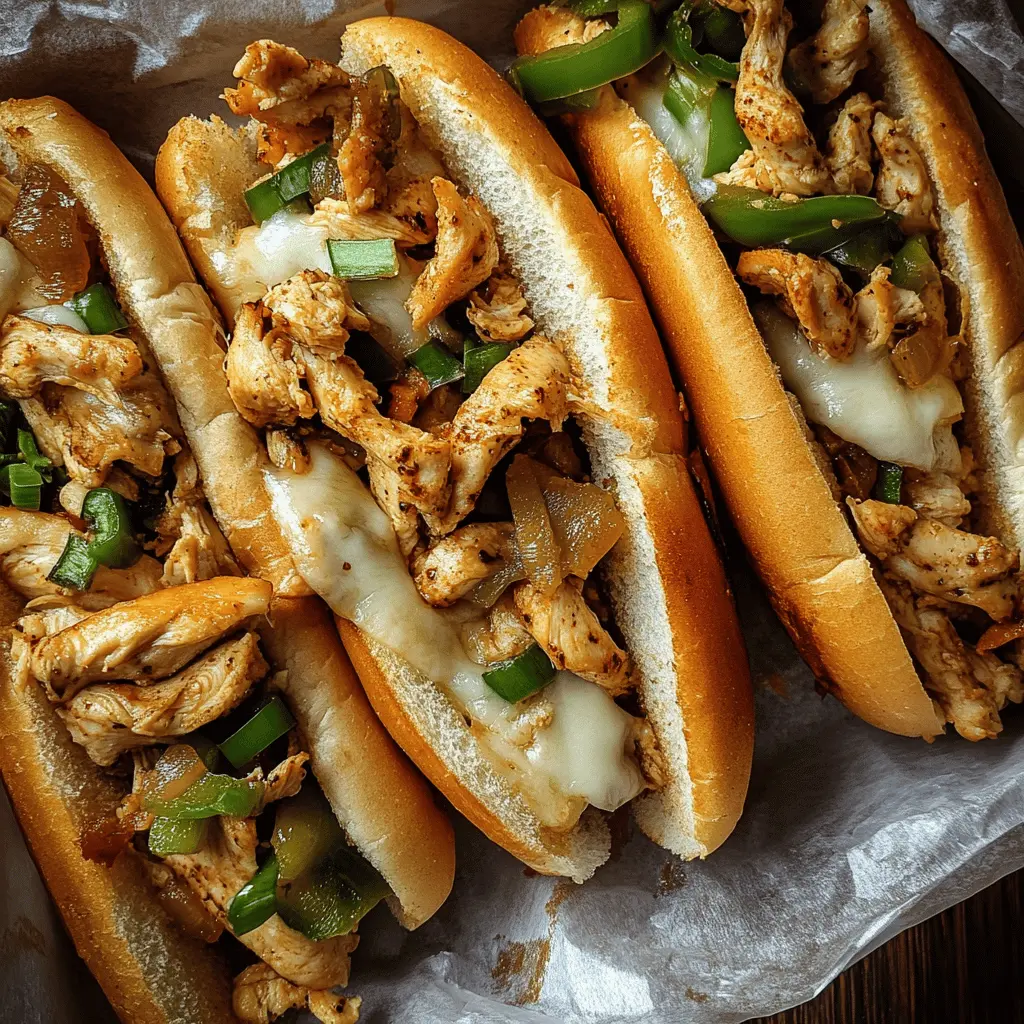 Get ready for a taste of Philadelphia with these Chicken Philly Cheese Steaks! Tender chicken, melted cheese, and sautéed peppers create a deliciously satisfying meal. Perfect for game nights, family dinners, or quick lunches, this recipe is sure to please everyone. Save this pin for quick and tasty meals that are easy to make!