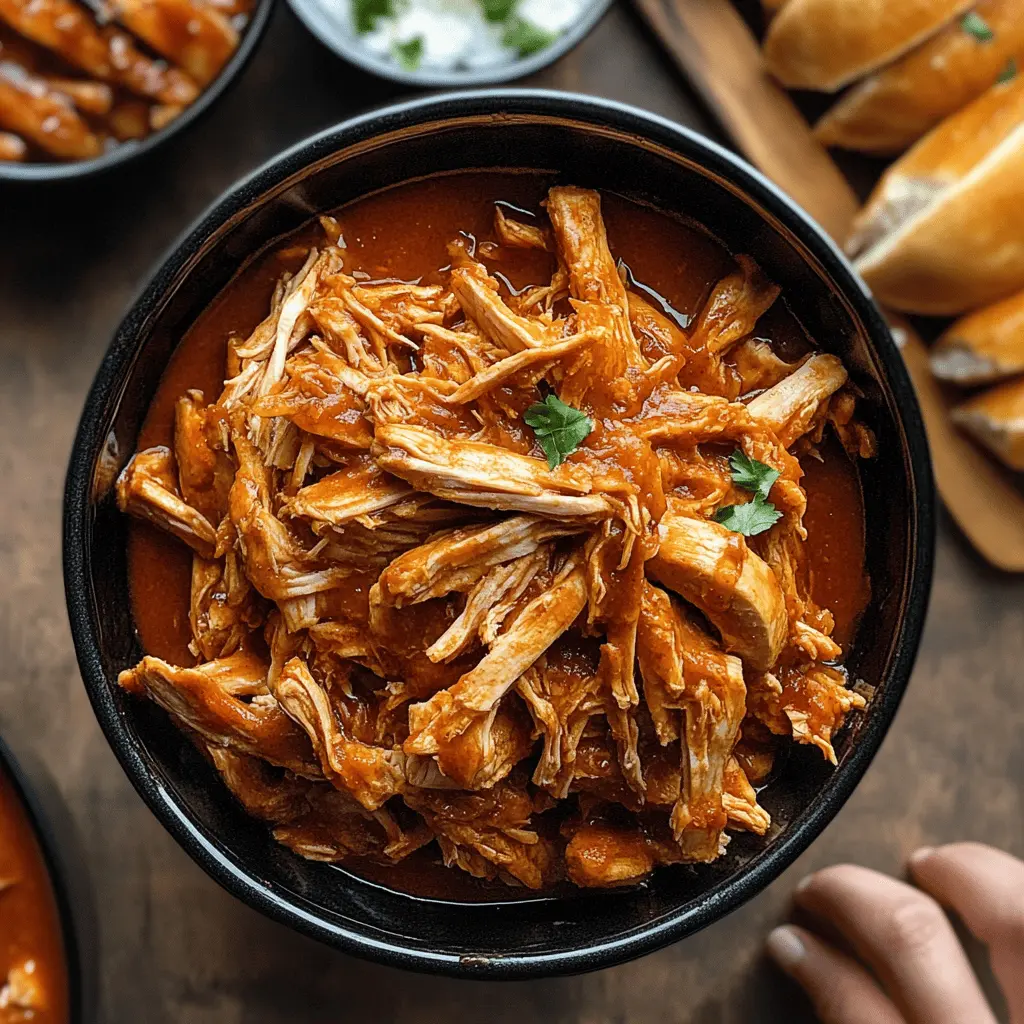 Get ready for an easy and delicious meal with this Crockpot BBQ Pulled Chicken! This recipe features tender chicken slow-cooked in a rich and tangy BBQ sauce, perfect for sandwiches or as a topping for your favorite dishes. Save this pin for a hassle-free dinner option that's sure to impress friends and family! Ideal for game days, picnics, or weeknight dinners.