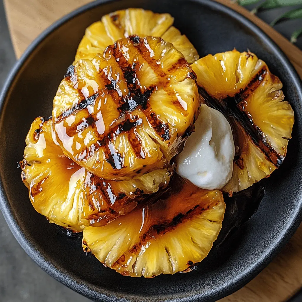 Grilling pineapple brings out its natural sweetness! This easy recipe for Grilled Pineapple with Caramelized Brown Sugar makes the perfect summer treat. The juicy, caramelized pieces are delicious on their own or served with ice cream. Save this recipe for your next barbecue or dessert gathering and impress your friends with this simple yet delightful dish!