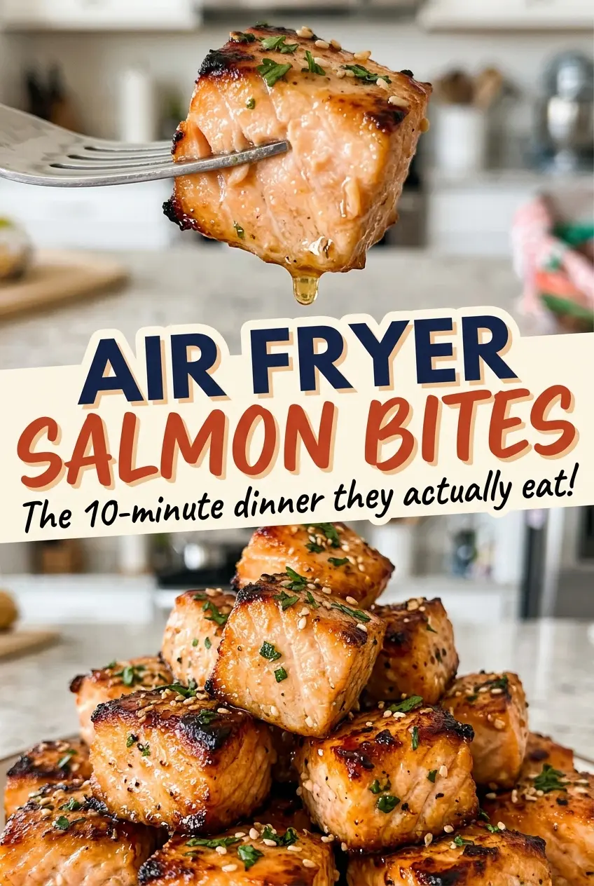 Air Fryer Salmon Bites tender seasoned cubes