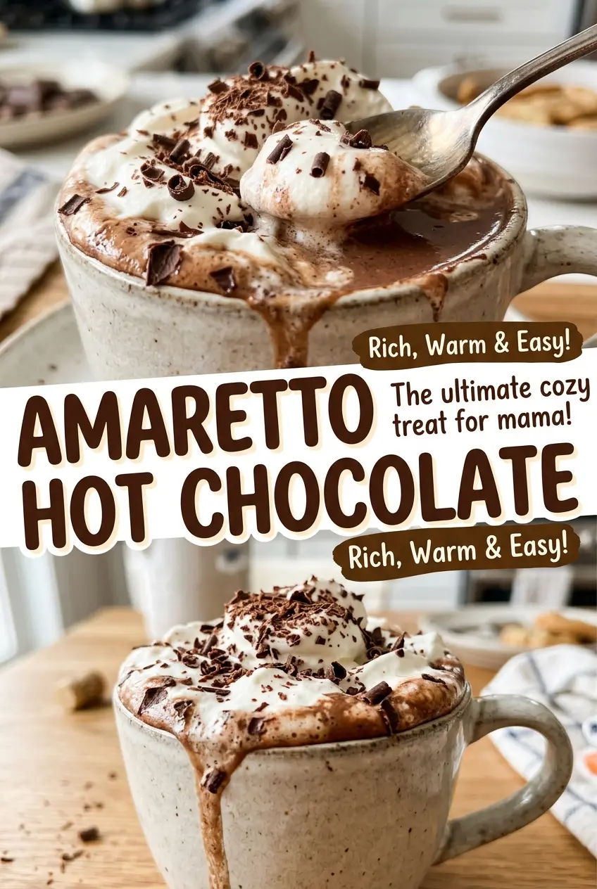 Amaretto hot chocolate steaming cozy mugs
