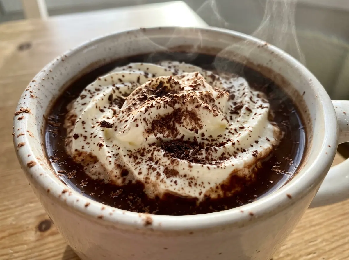 Amaretto hot chocolate glossy melted chocolate