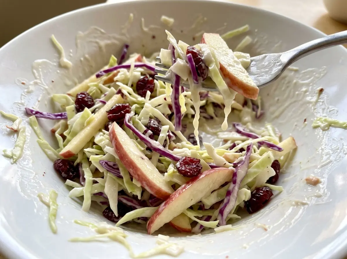 Apple Cranberry Coleslaw creamy colorful cabbage