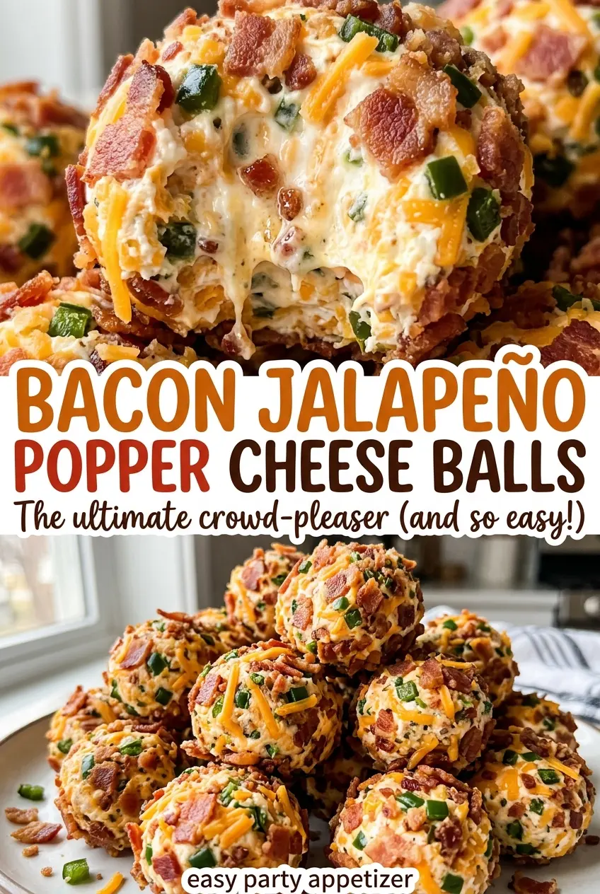 Bacon Jalapeno Popper Cheese Balls, savory and chive-coated