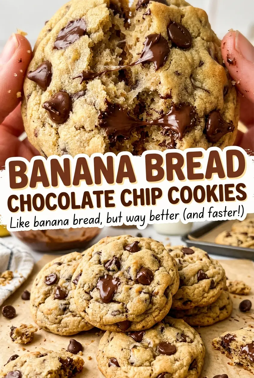Banana Bread Chocolate Chip Cookies soft cinnamon centers
