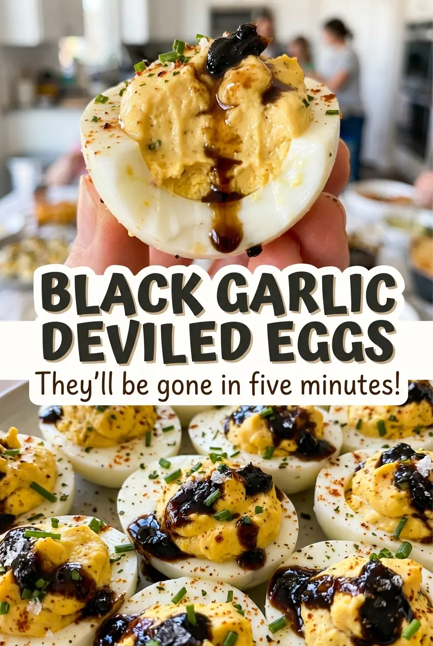 Black Garlic Deviled Eggs smooth savory filling