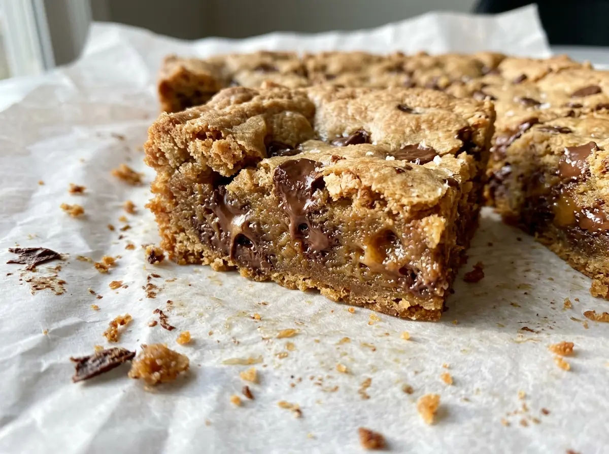 Brown Butter Chocolate Chip Cookie Bars, golden and chocolate-studded
