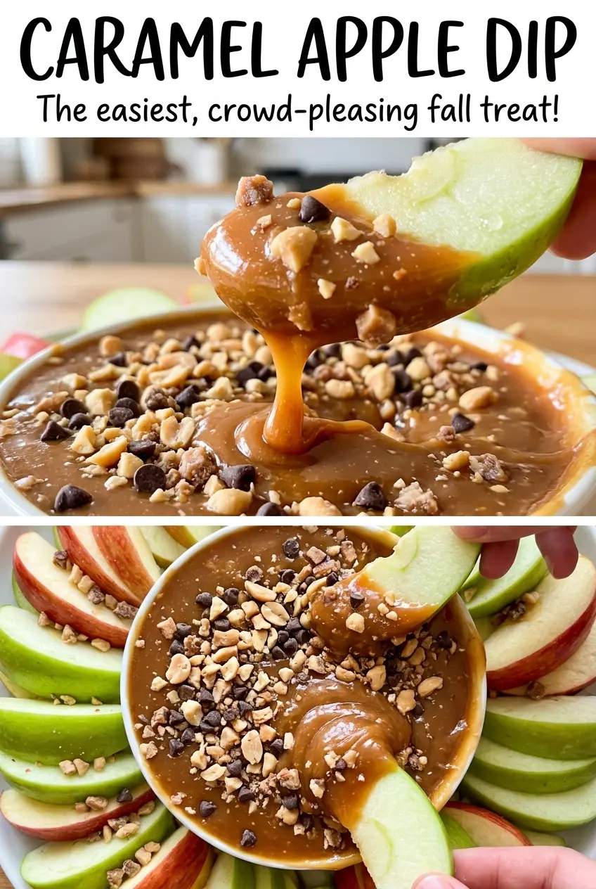 Caramel Apple Dip with caramel and toffee