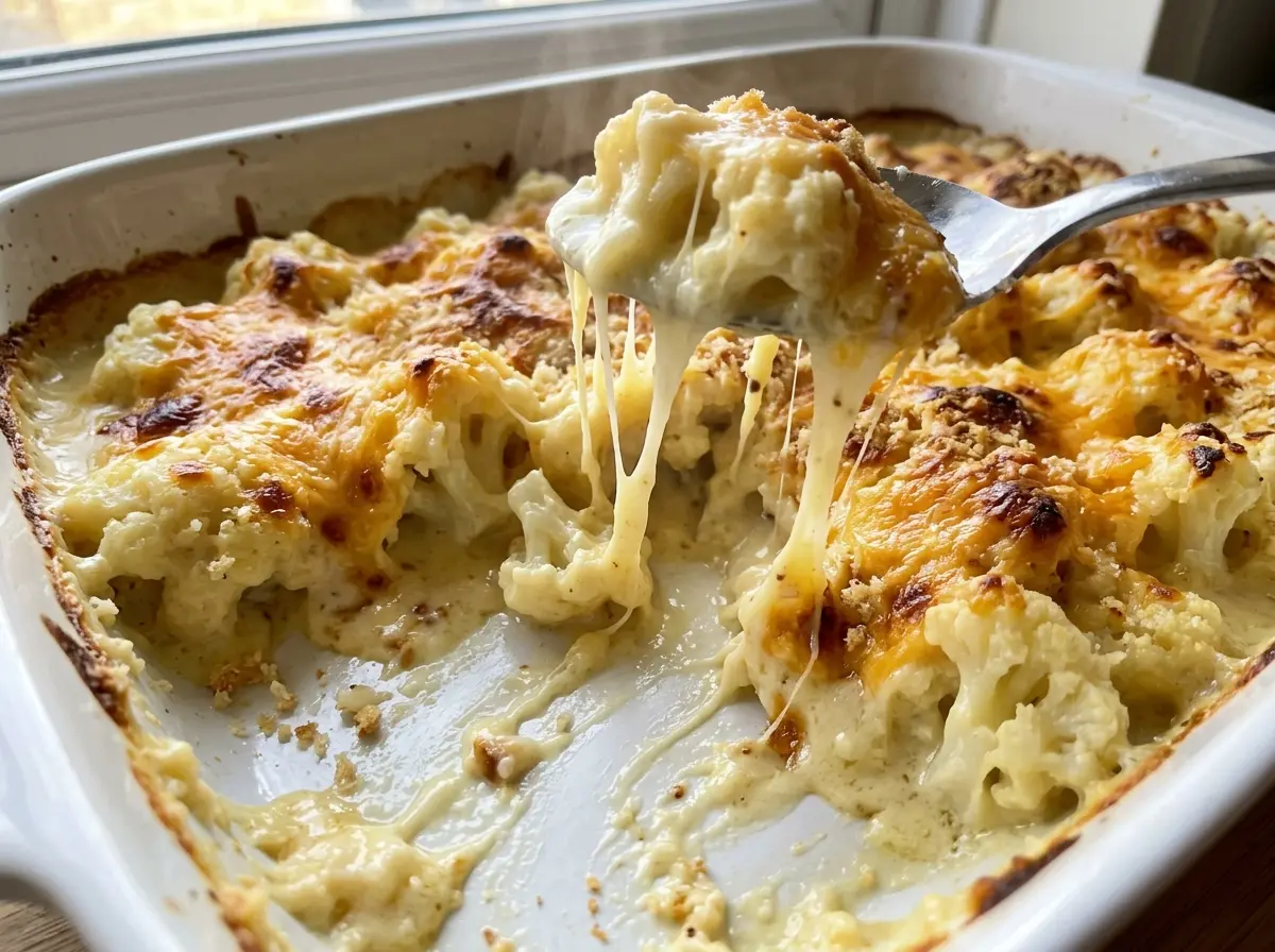 Cauliflower cheese with golden crust