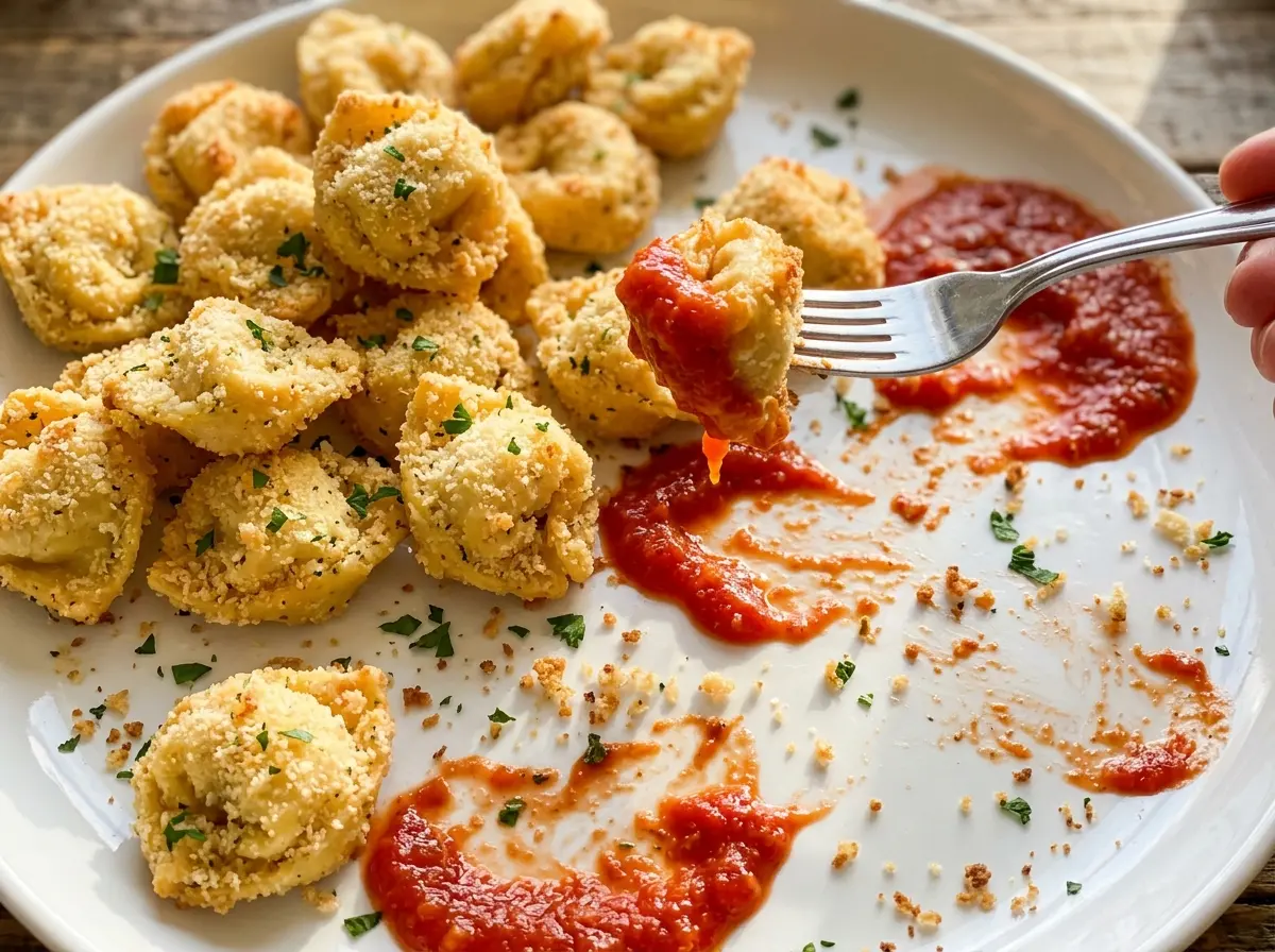 Cheese tortellini party snacks, golden crispy bites