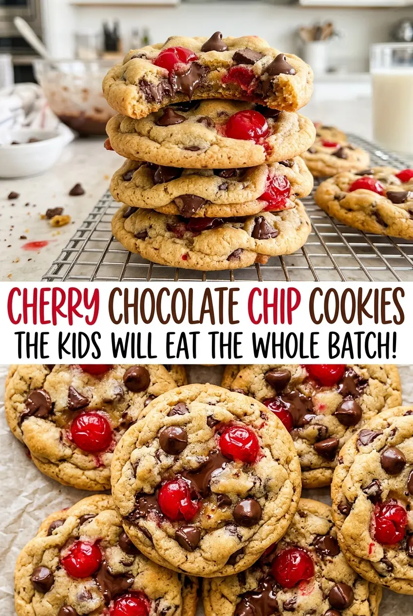 Cherry Chocolate Chip Cookies, chocolate-studded and golden