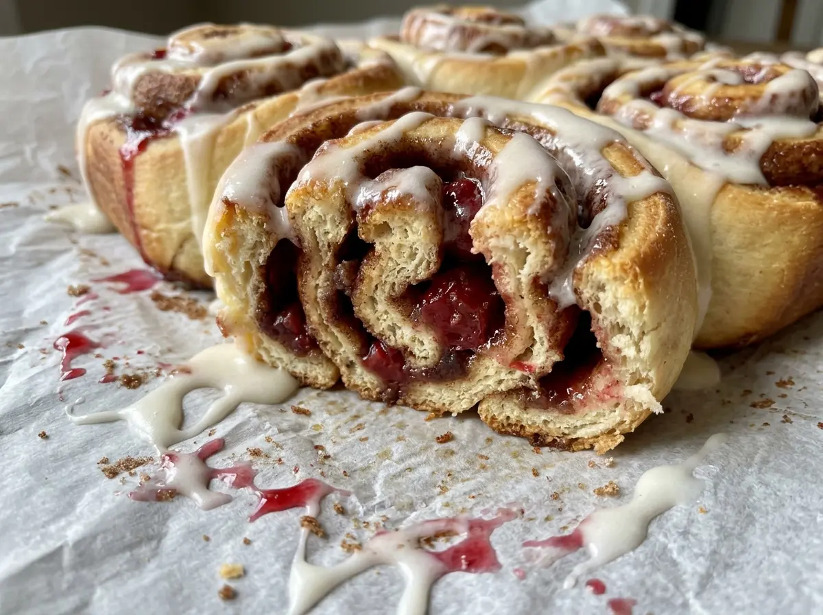 Cherry Cinnamon Rolls golden swirls
