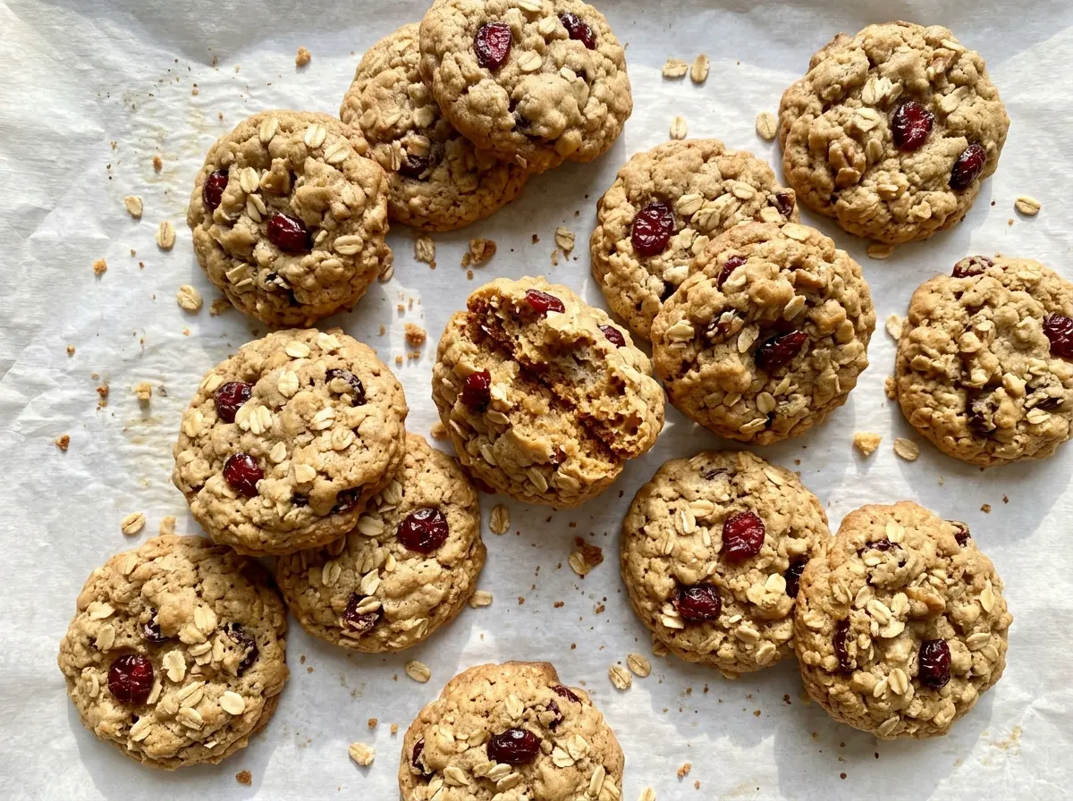 Chewy Cranberry Oatmeal Cookies golden oat tops