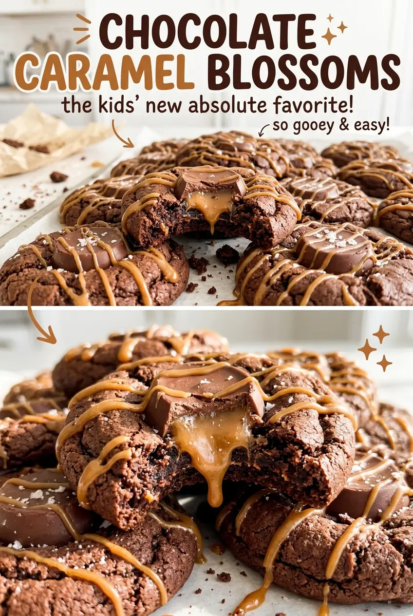 Chocolate Caramel Blossoms with soft candy centers
