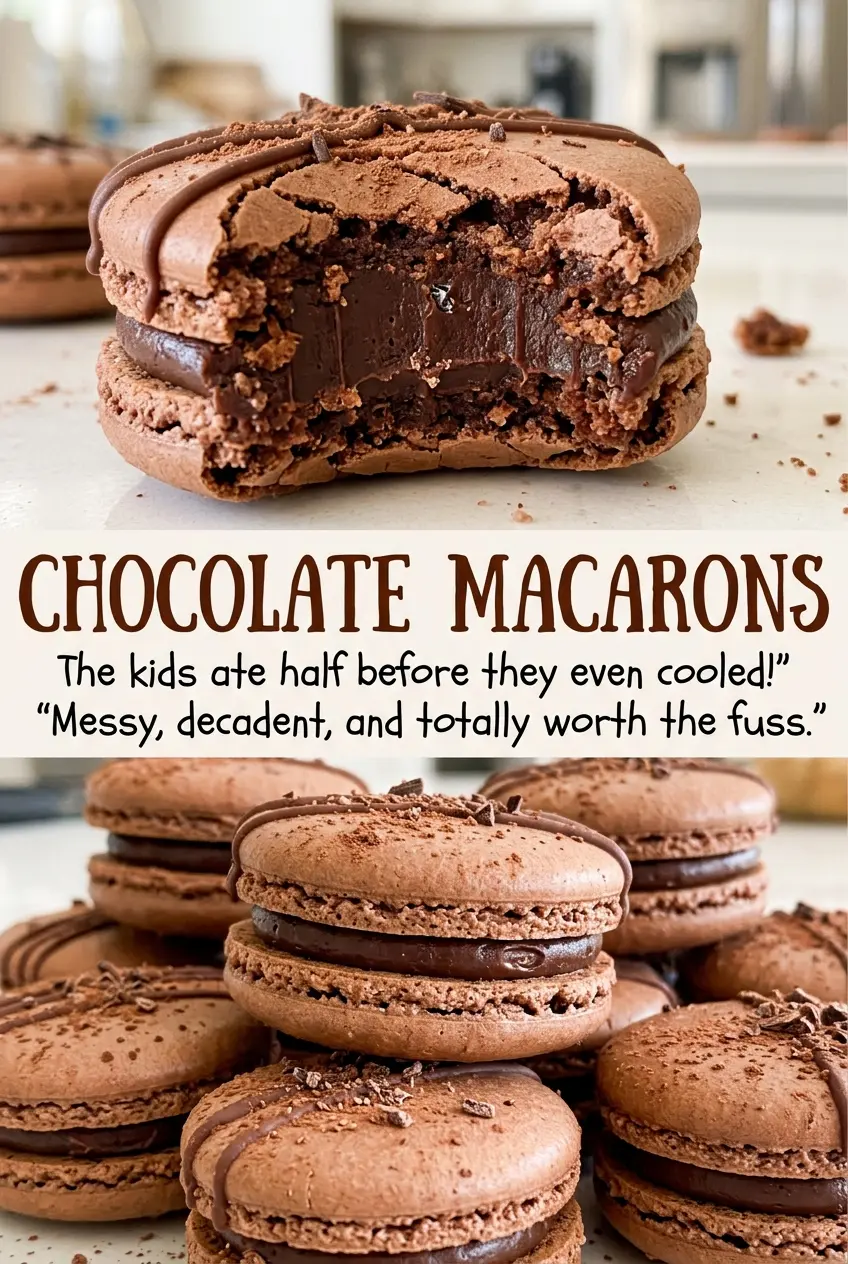 Chocolate macarons with ganache centers