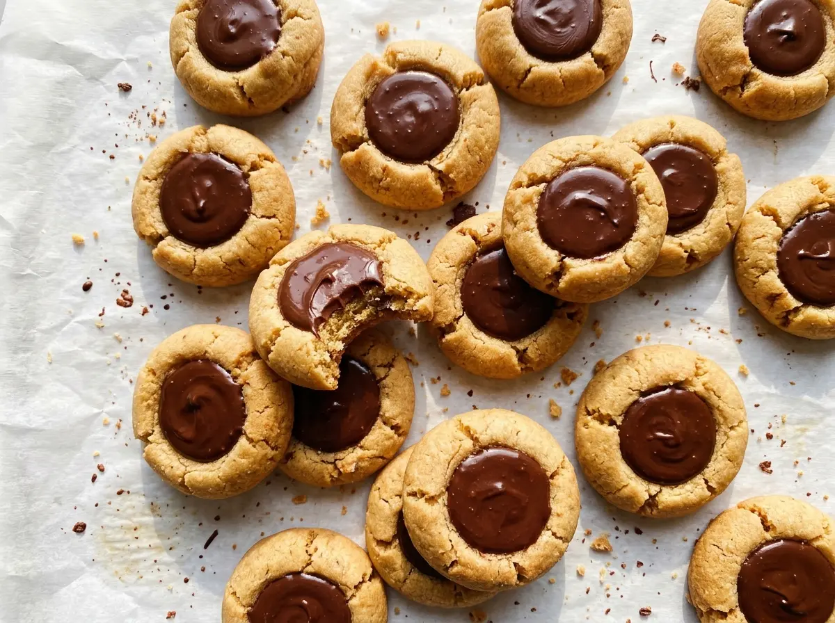 Chocolate Thumbprint Cookies cocoa centers