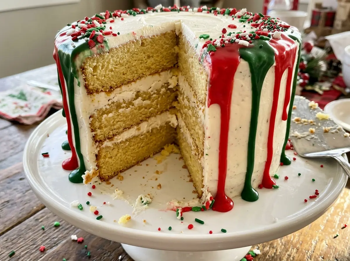 Christmas Drip Cake layered chocolate drips