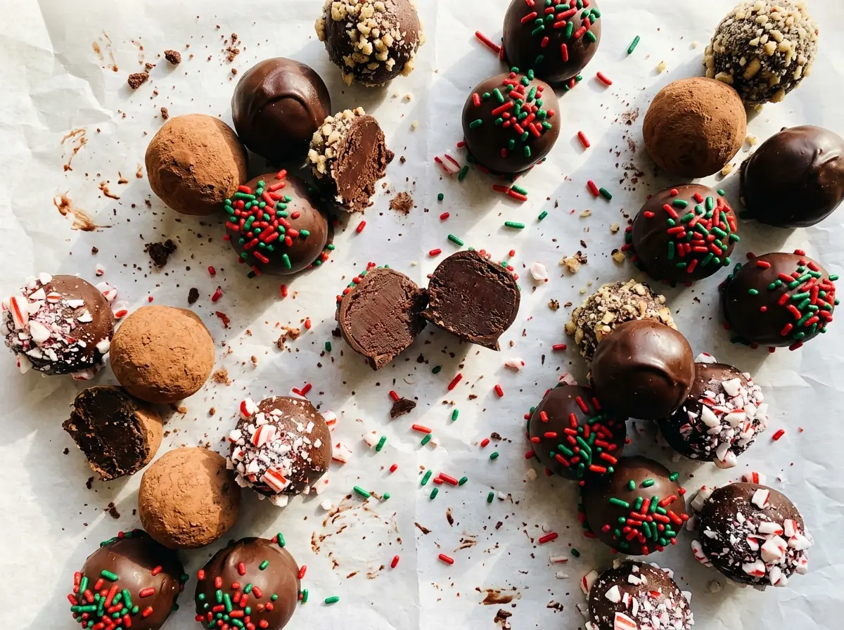 Christmas truffles cocoa-dusted ganache bites