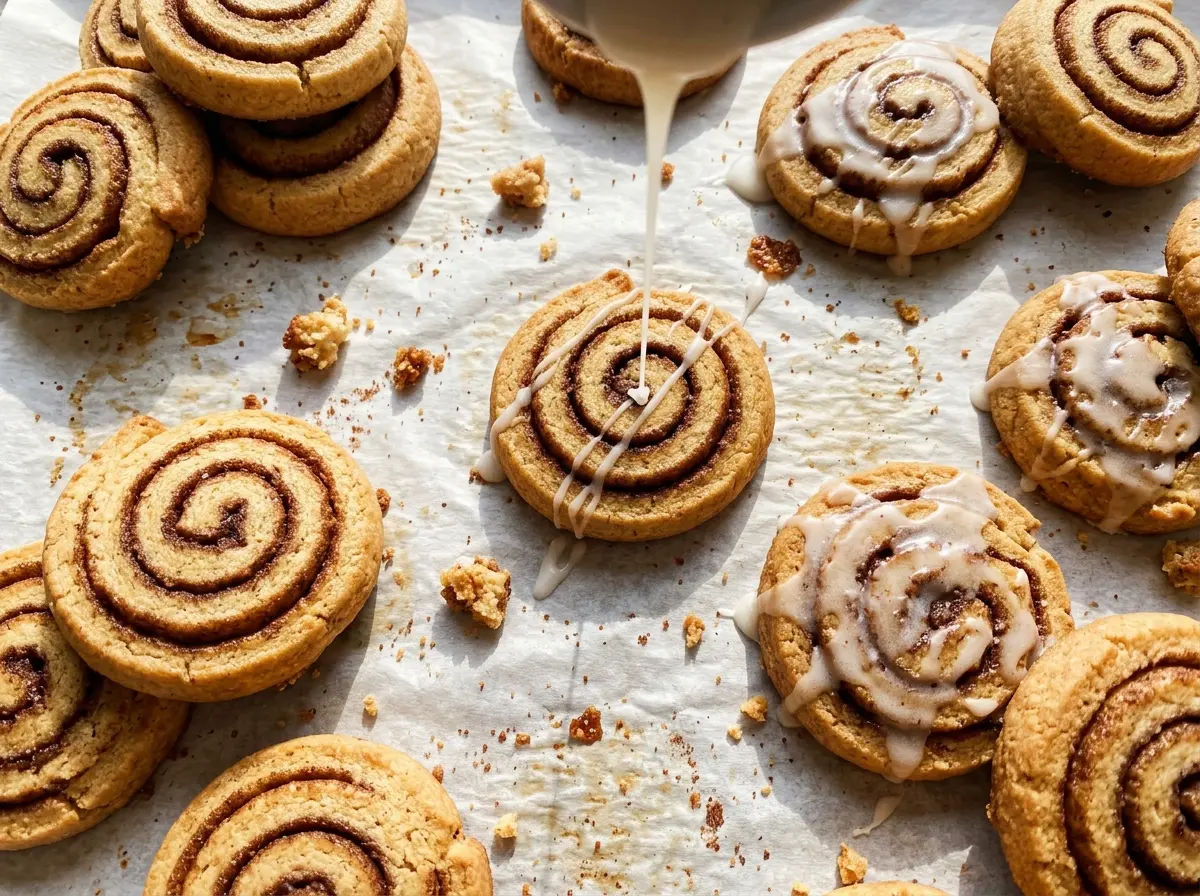 Cinnamon Roll Cookies with iced cinnamon swirls