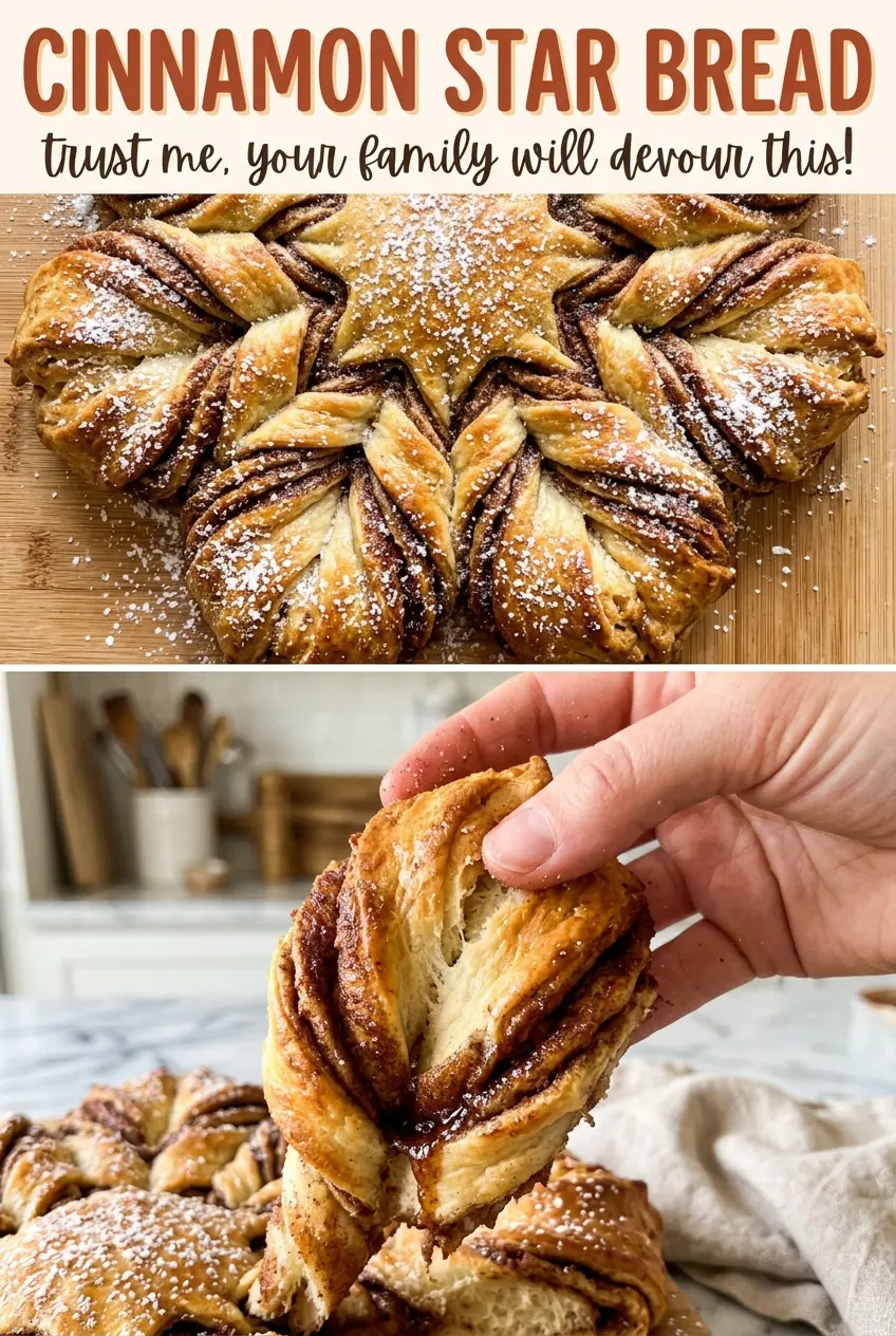 Cinnamon Star Bread layered cinnamon center