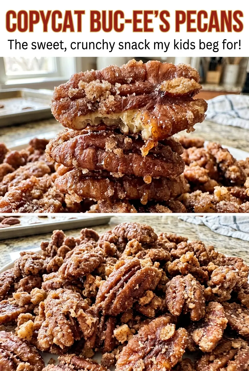 Copycat Bucees Pecans crunchy cinnamon coated