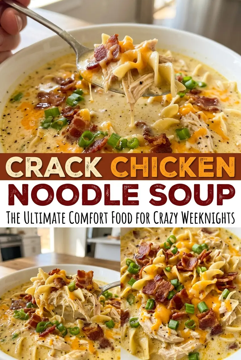 Crack Chicken Noodle Soup cheesy noodles