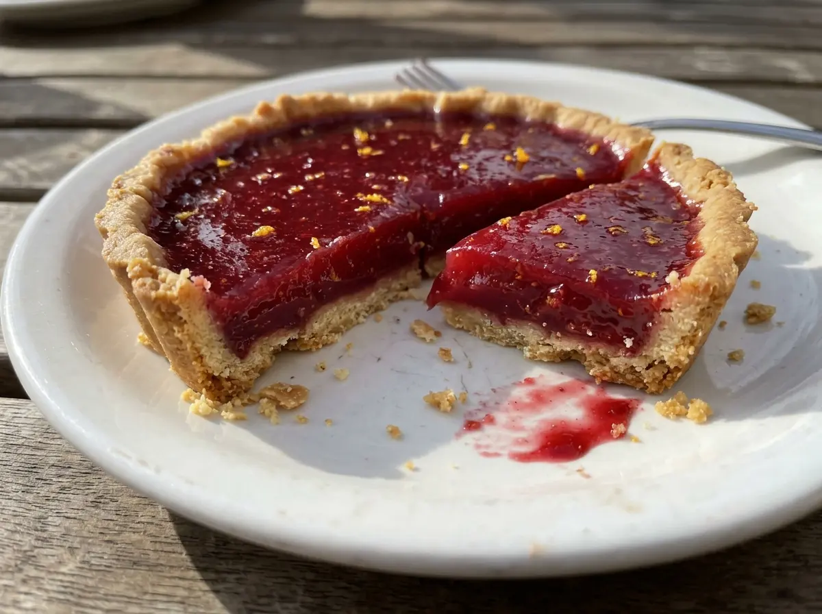 Cranberry orange curd tart golden crust glossy filling