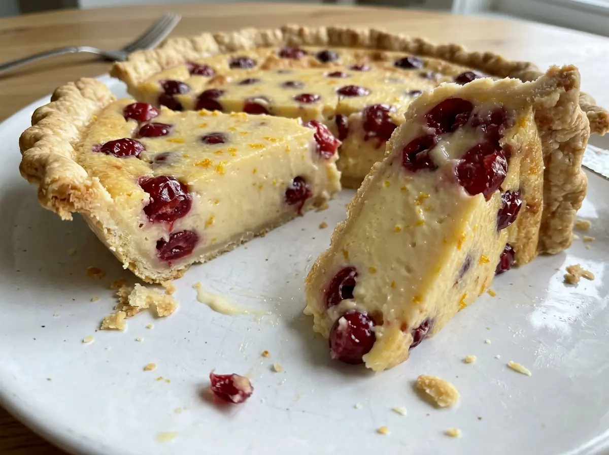 Cranberry Orange Custard Pie glossy cranberry layer