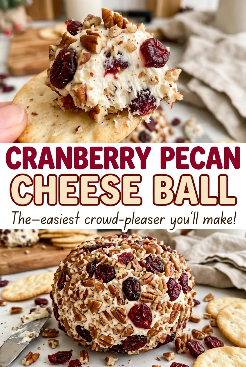 Cranberry Pecan Cheese Ball, bright cranberry topping
