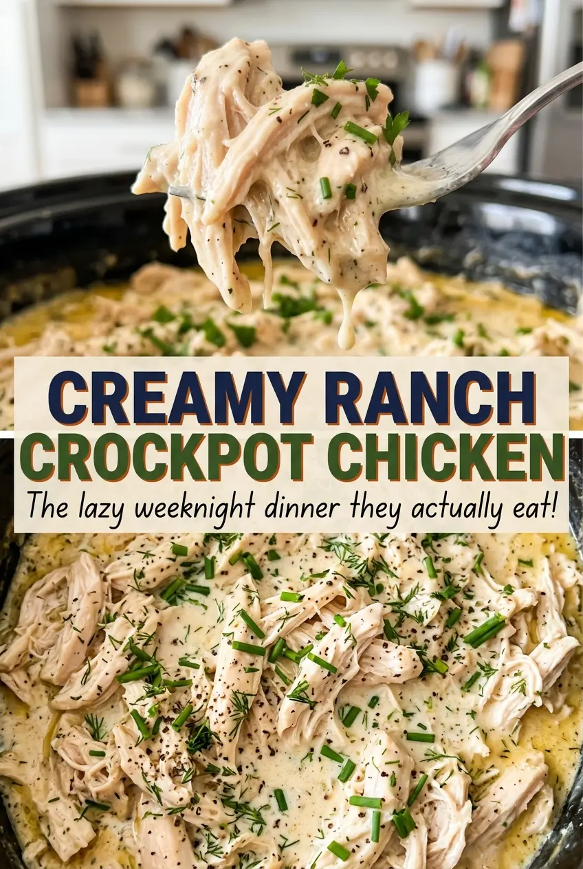 Creamy Ranch Crockpot Chicken, savory shredded chicken
