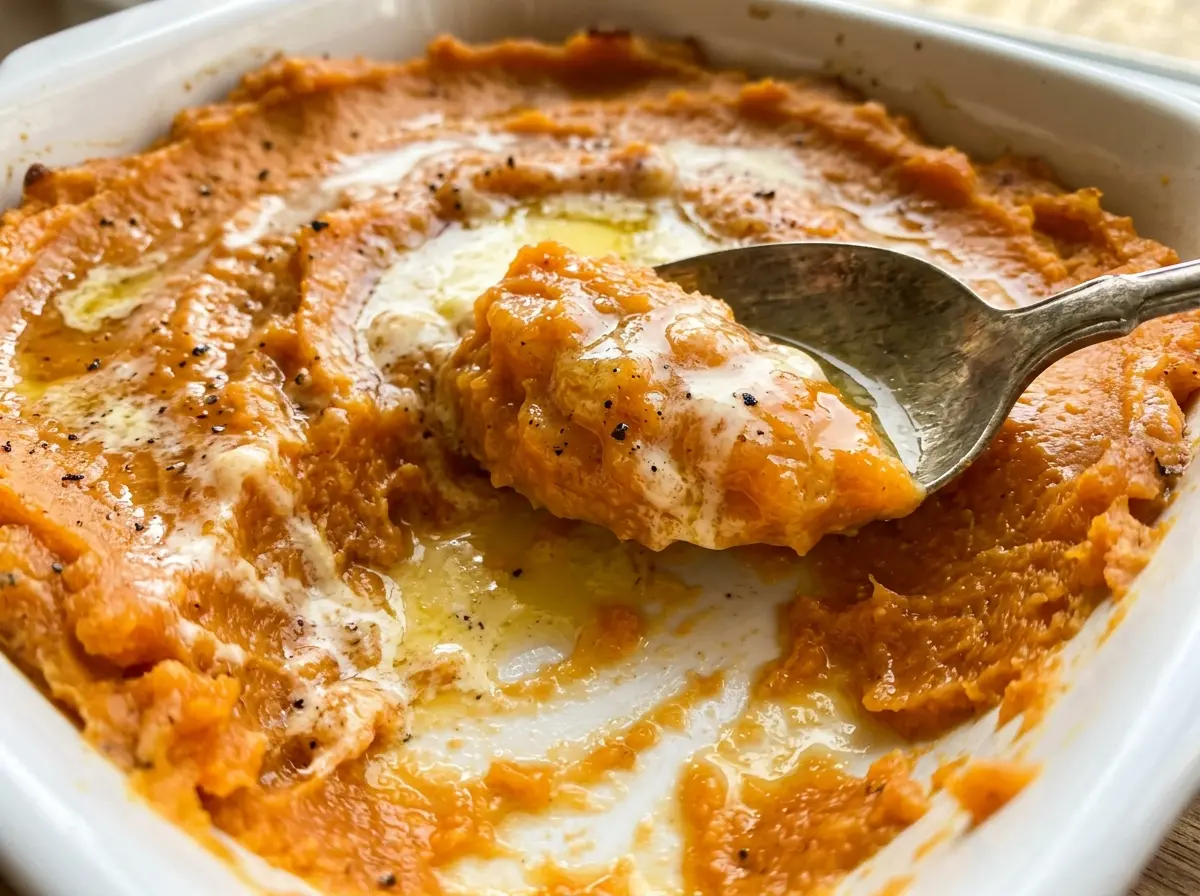 Creamy Sweet Potato Bake golden pecan topping